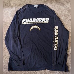 Vintage San Diego Chargers Long Sleeve T-Shirt NFL 3XL Navy Blue 100% Cotton